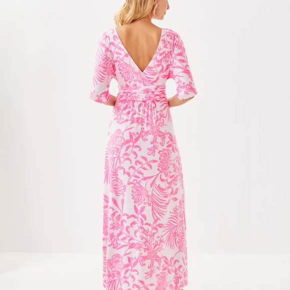 Lilly Pulitzer Parigi Maxi Dress, Rousseau Pink Glisten Size Medium - Picture 2 of 7